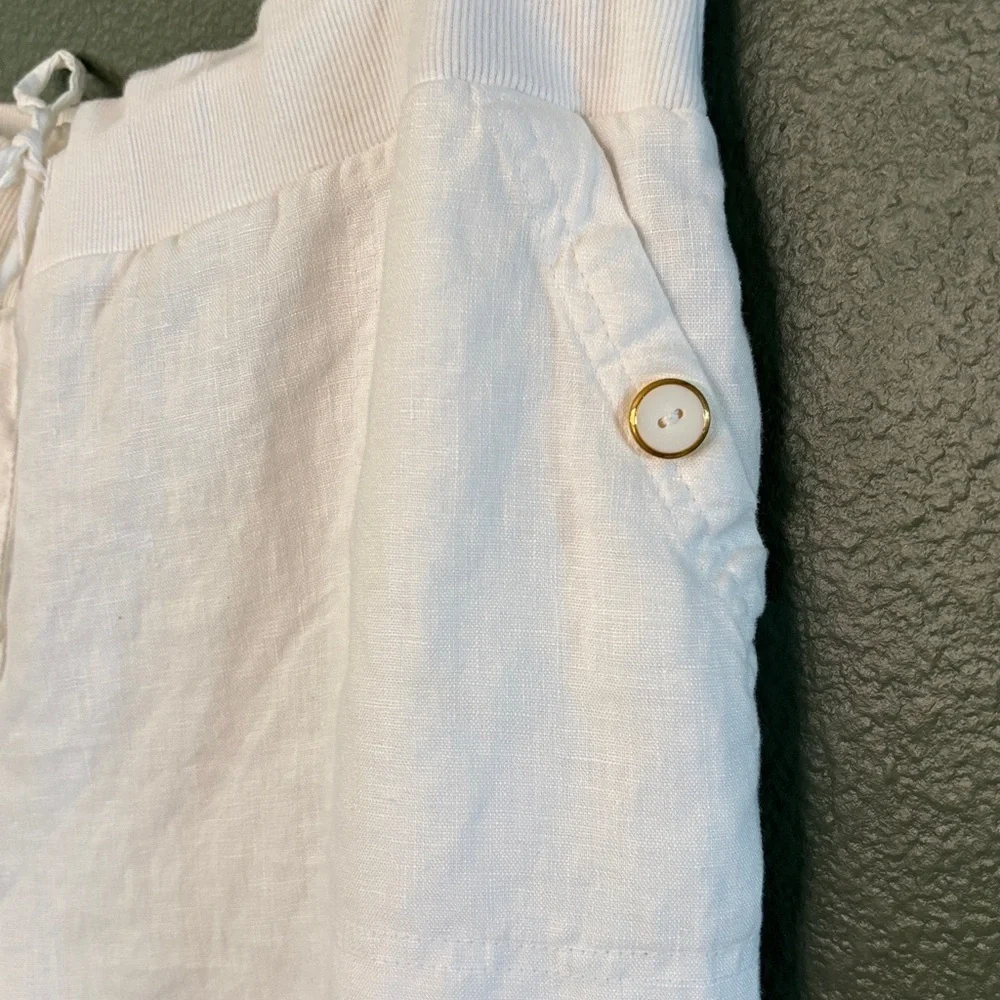 JM Collection women's white linen Chinos
